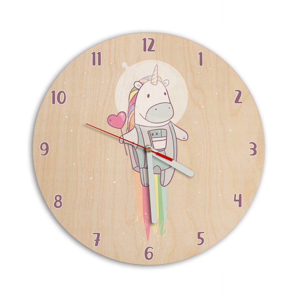 CICHY Zegar ścienny do pokoju dziecka JEDNOROŻEC