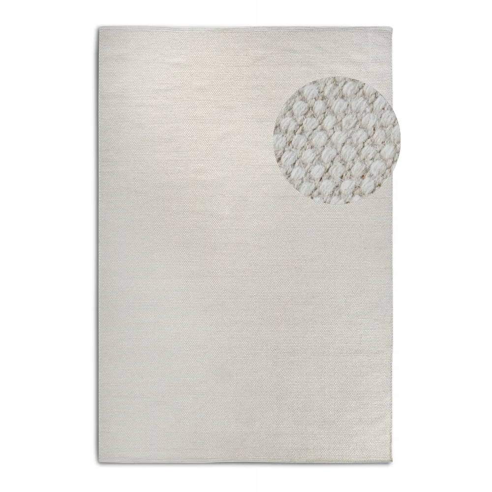 Vlnený koberec do obývačky 160 x 230 cm, ručne tkaný, krémový, jednofarebný