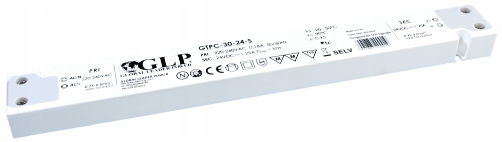 Zasilacz Stałonapięciowy Impulsowy Płaski Meblowy Led 24V 30W Pfc Slim Glp