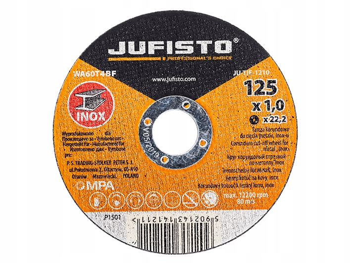 

Tarcza Do Cięcia Metalu 125x1.0 mm Inox Jufisto