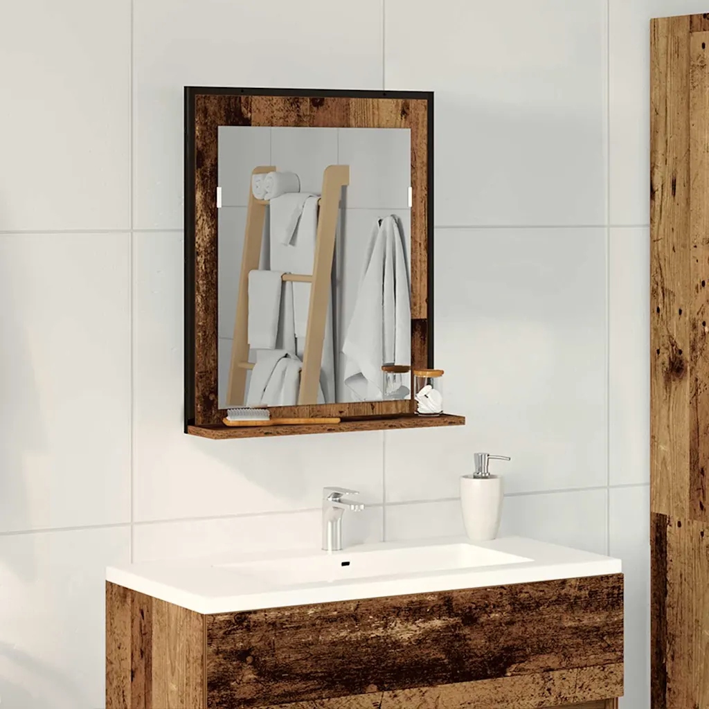 vidaXL Zrcadlo Staré dřevo 50 x 12 x 60 cm Sklo a inženýrské dřevo