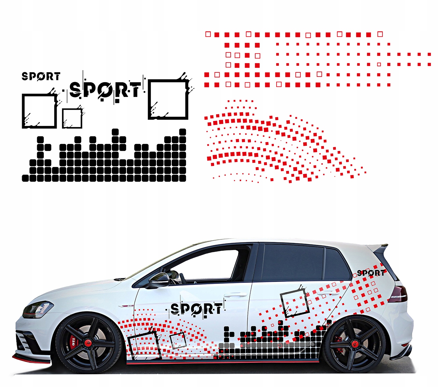 2xNAKLEJKA Grafika na auto Motiv Čtverce Sport Tvary Mozaika 94x670