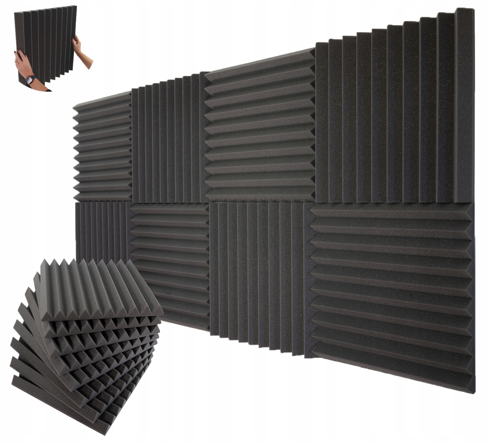 Kliny akustické panely Komplet 8ks tlumící podložka 5 cm, zkušebna