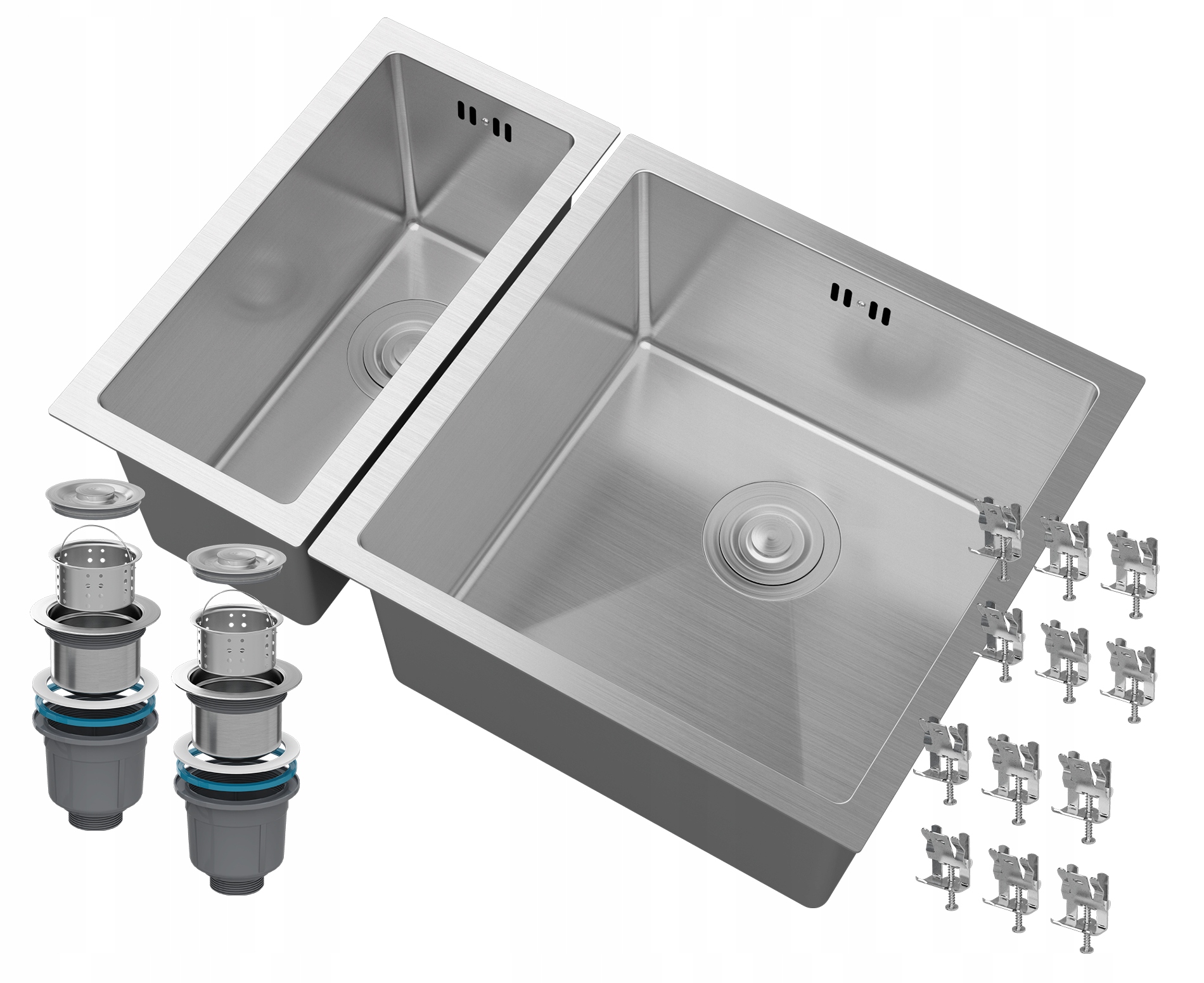 Oceľový Drez S Jednou A Pol Komorou, Sada 2 Ks BARI2244