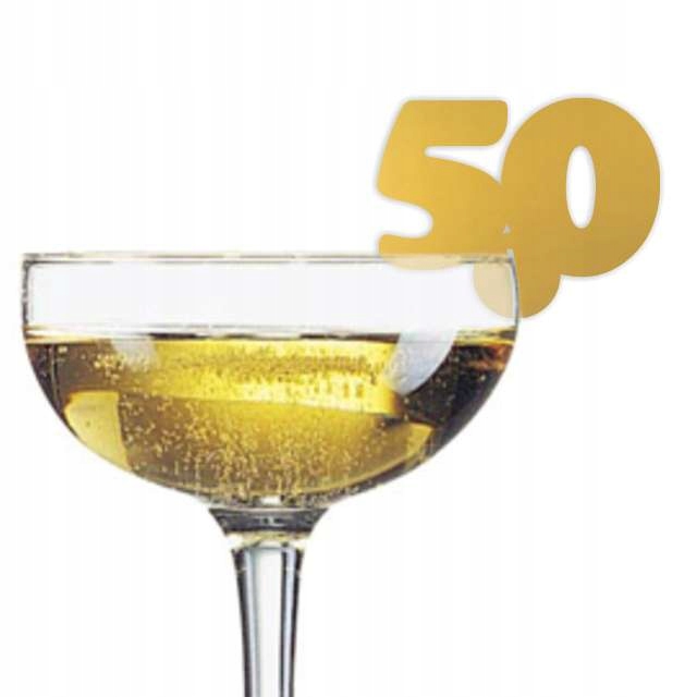 

Dekoracja Złota na kieliszki 50 Urodziny, 10 szt