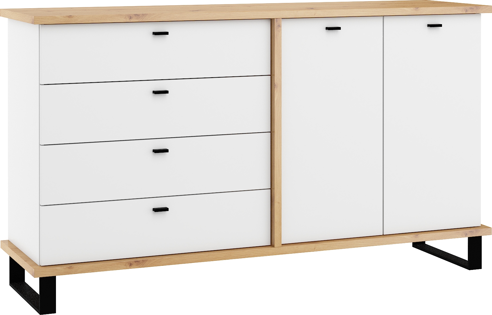 Komoda Cross CRO-07 2D4S dub artisan bílá matná