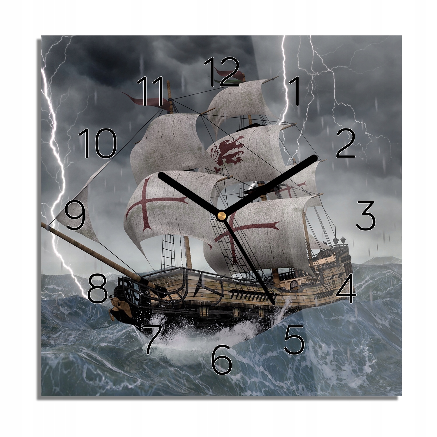 

Galeon burza morze zegar szklany do jadalni 30x30