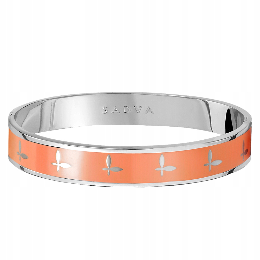 Bransoletka Okrągła Sztywna Emalia Peach 17cm Stal Szlachetna Sadva