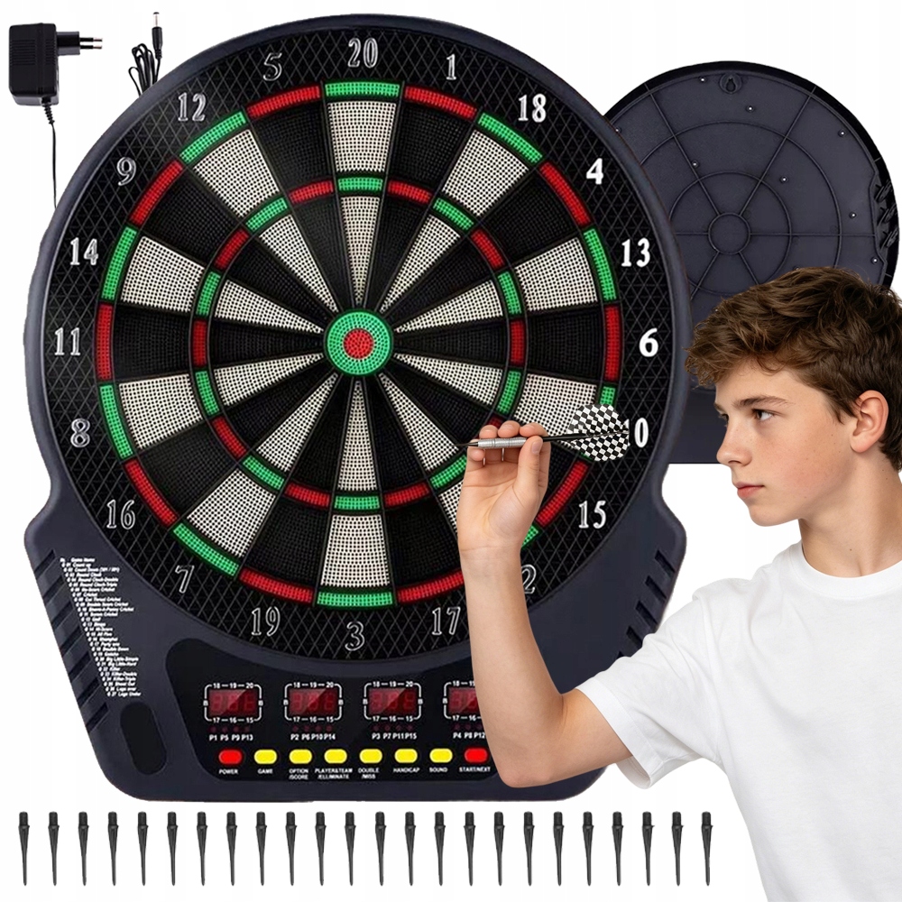 Elektroniczna Tarcza Do Rzutek Led 243GIER 6RZUTEK Miękkich 24GROTY Adapter