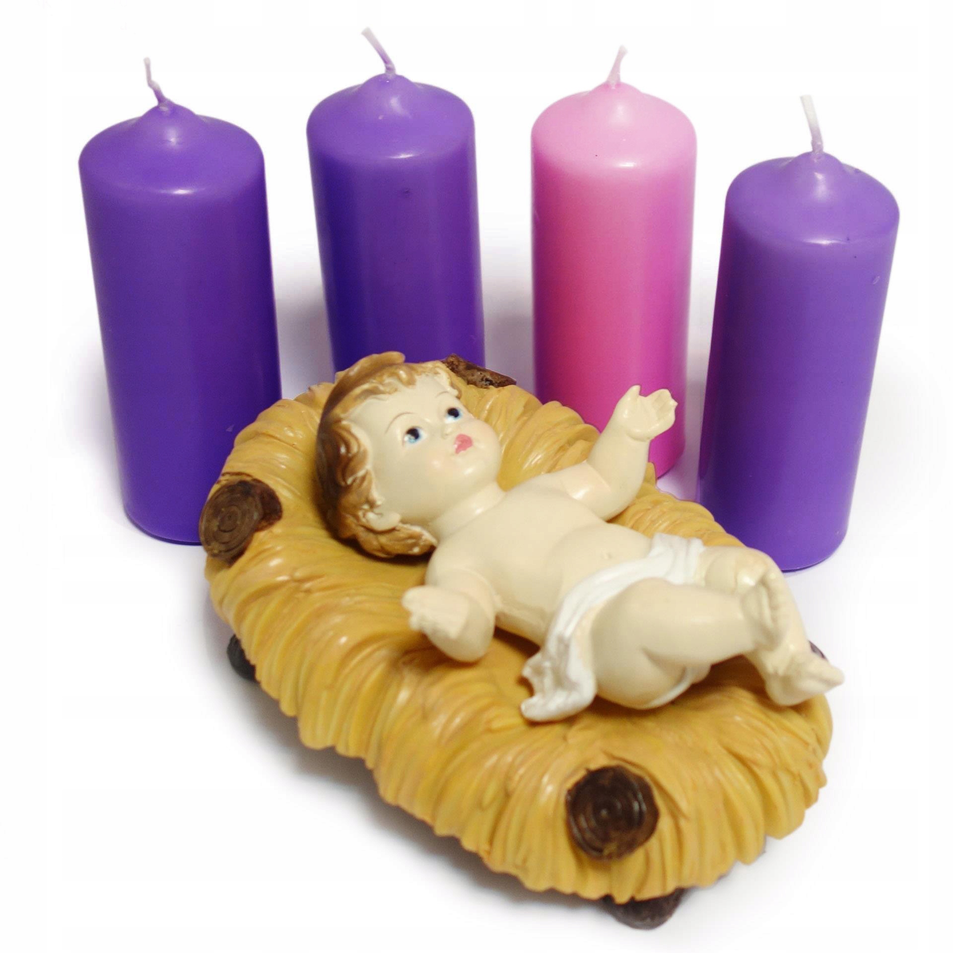 ŚWIECE ADWENTOWE do wieńca stroika -komplet - wys.: 13 cm