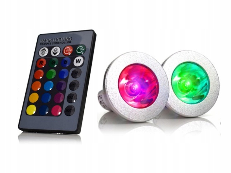 

Zestaw 2x Halogen Led Rgb Kolorowe GU10 +pilot