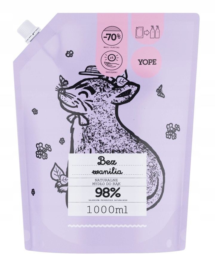 Yope Přírodní tekuté mýdlo Náhradní náplň bez Vanilka 1000 ml