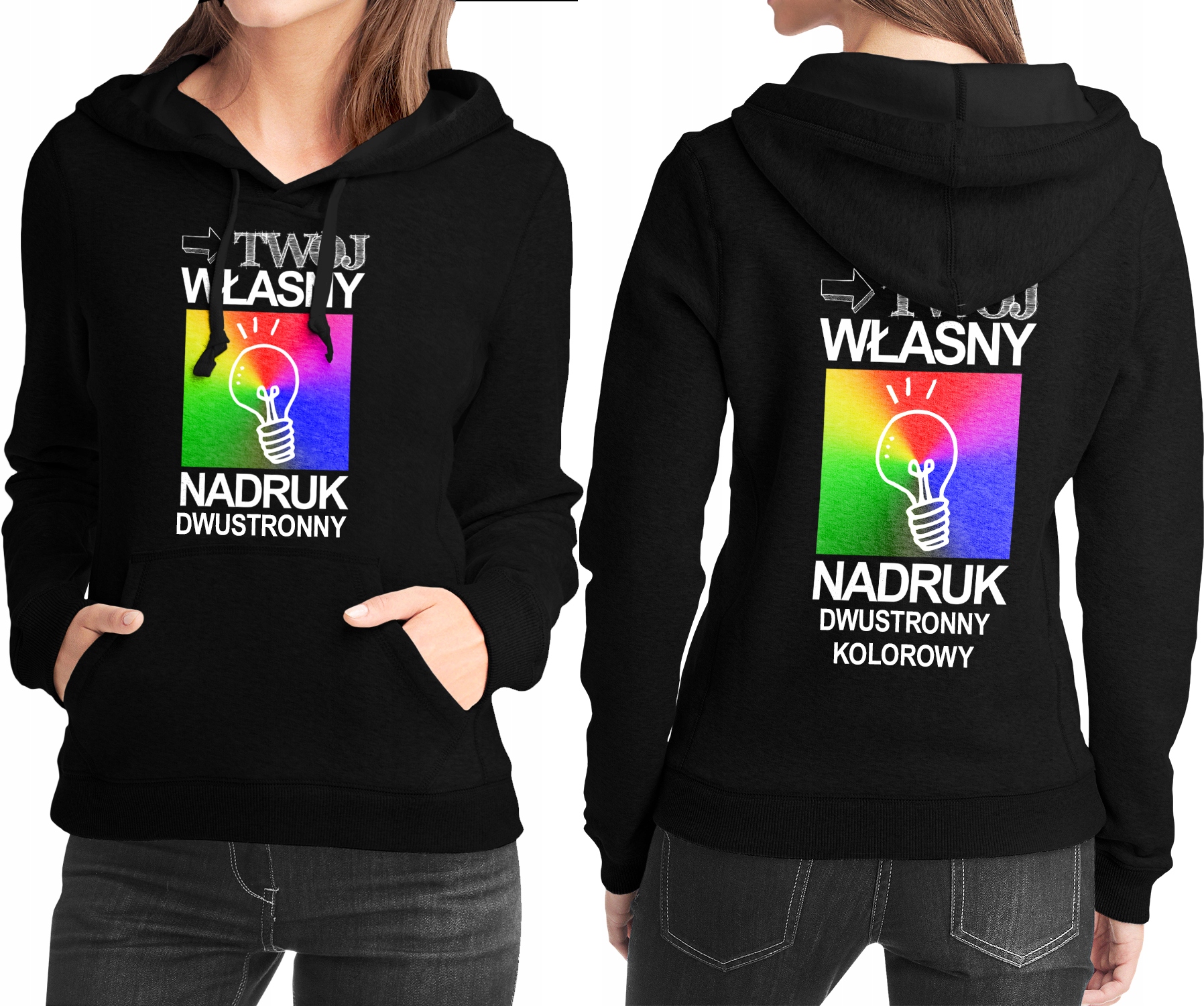 

Bluza z kapturem z własnym nadrukiem 2stronnym L