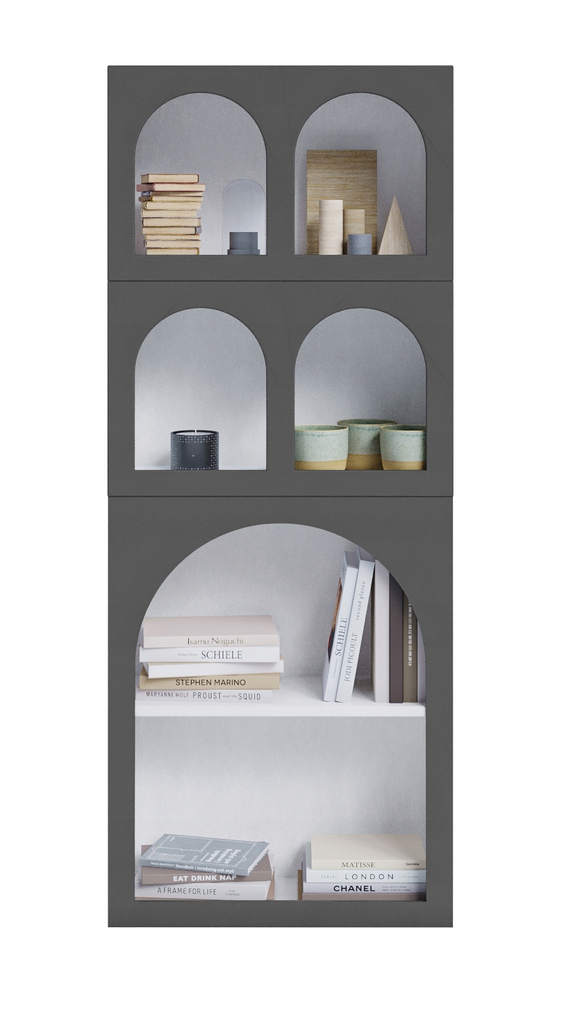 Moderní ozdobný regál 80 cm s policemi ve tvaru skandinávských oblouků