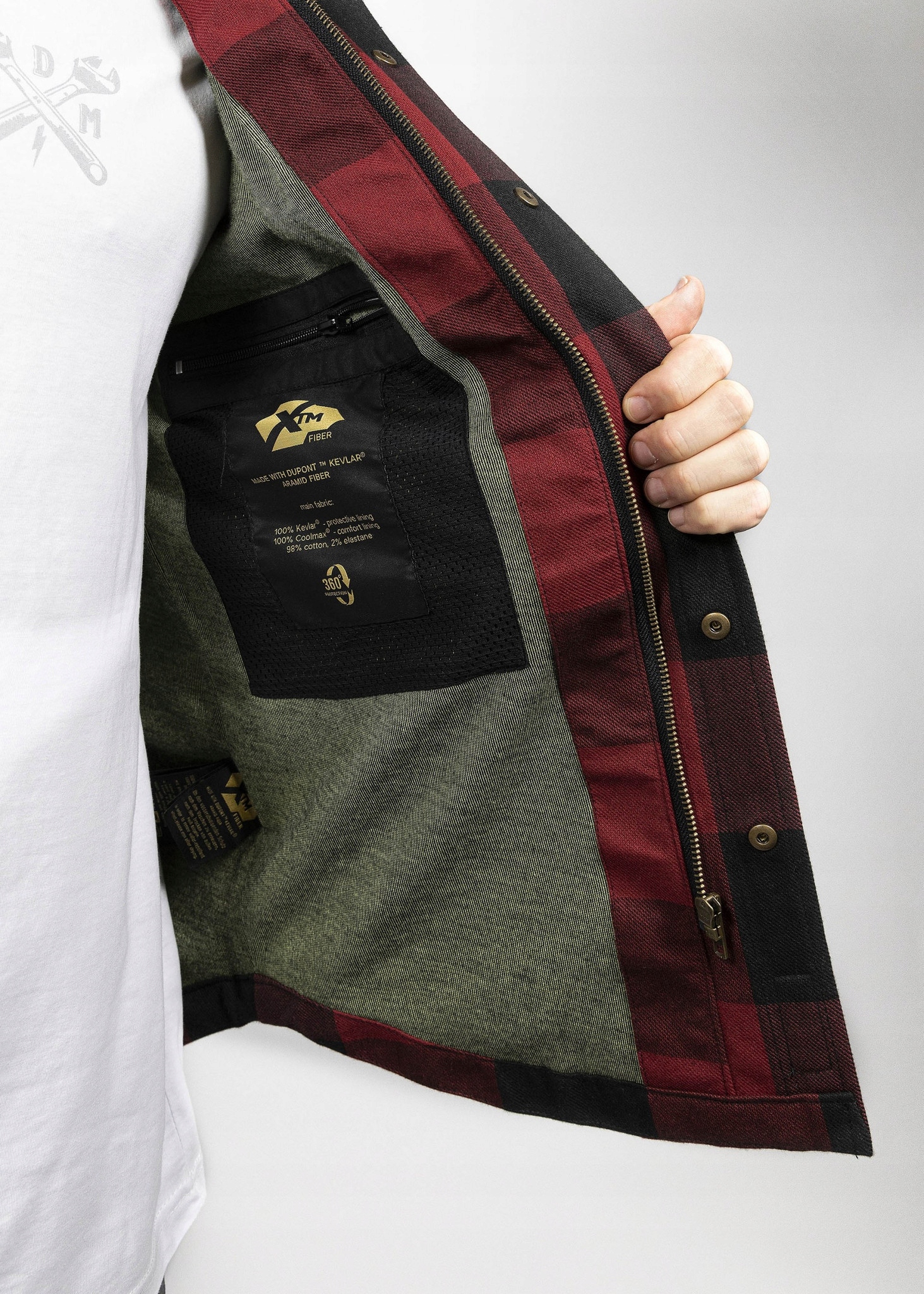 KOSZULA MOTOCYKLOWA JOHN DOE MOTOSHIRT Red L Materiał tekstylia