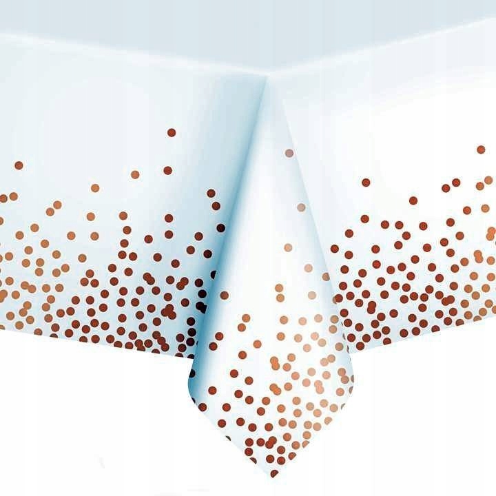 

Obrus biały w różowe złoto konfetti 137x274cm