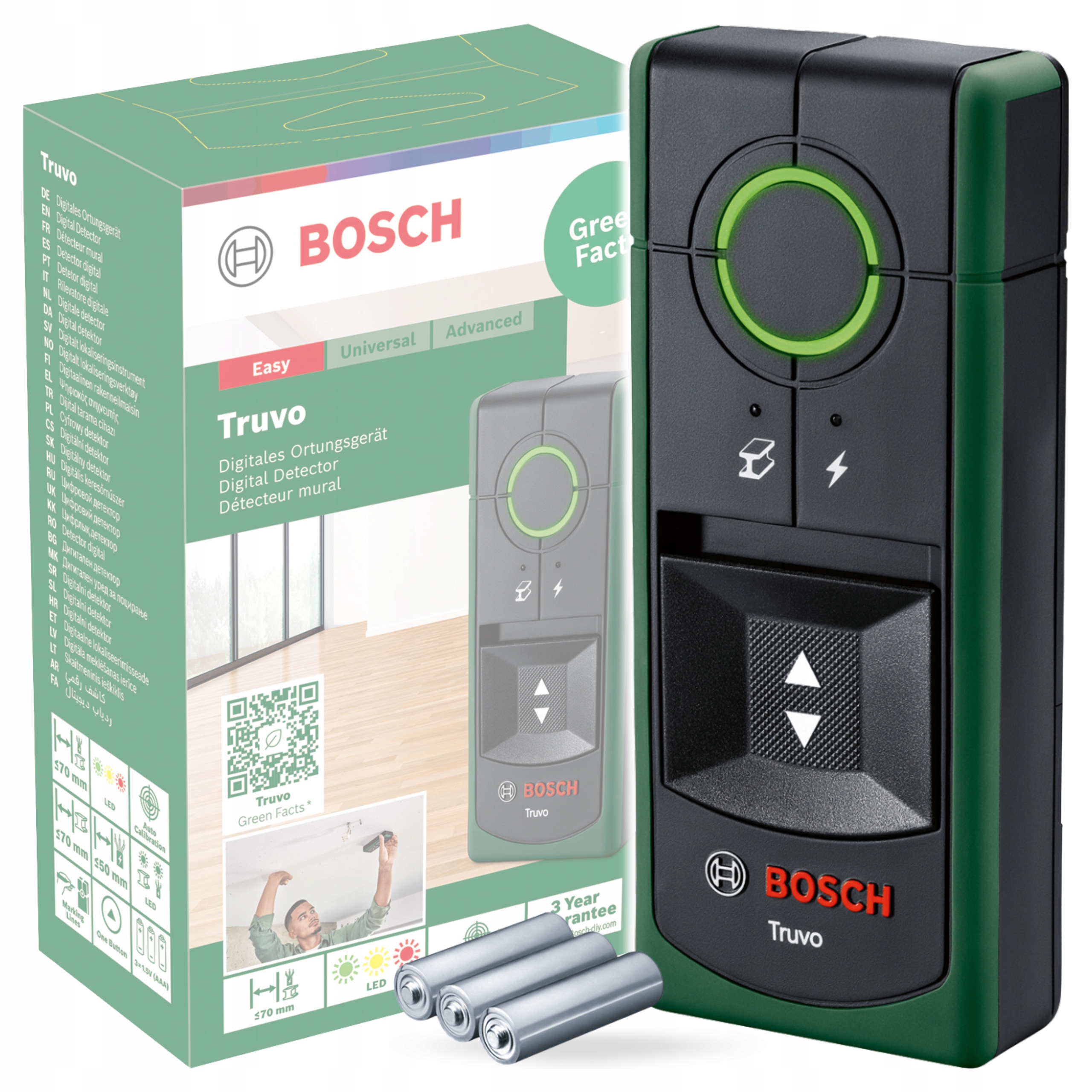 Bosch Diy Truvo Detektor cyfrowy w zestawie z 3 bateriami Aaa 06036812Z0
