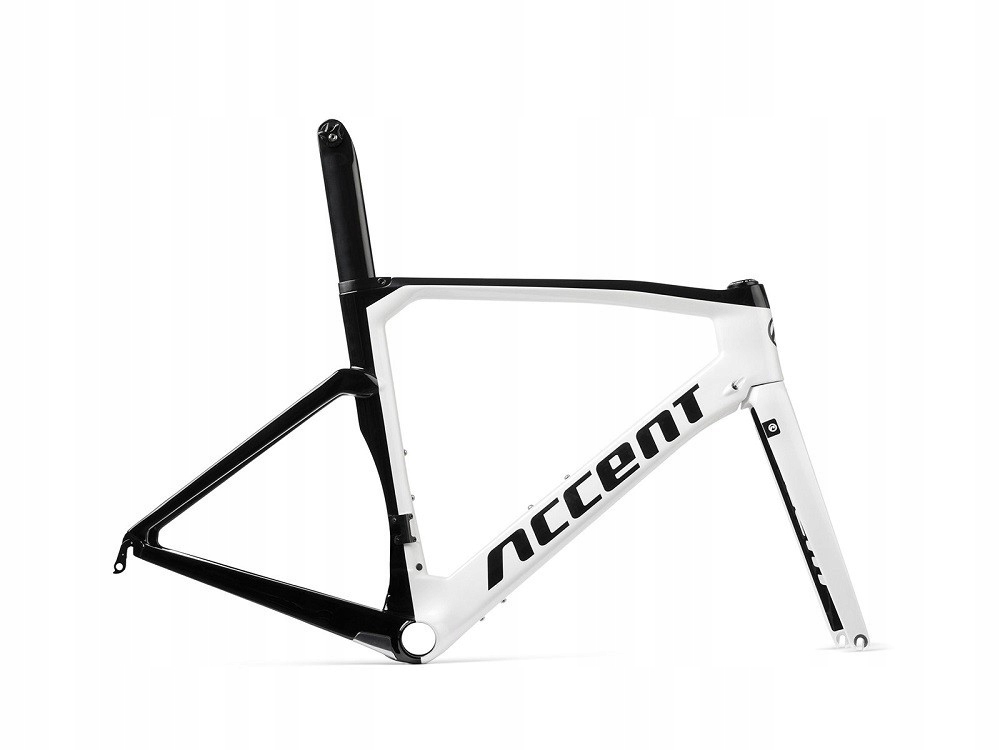 Silniční rám Accent Cyclone Carbon (vidlička, kormidlo, držák) bílý, L 54 cm