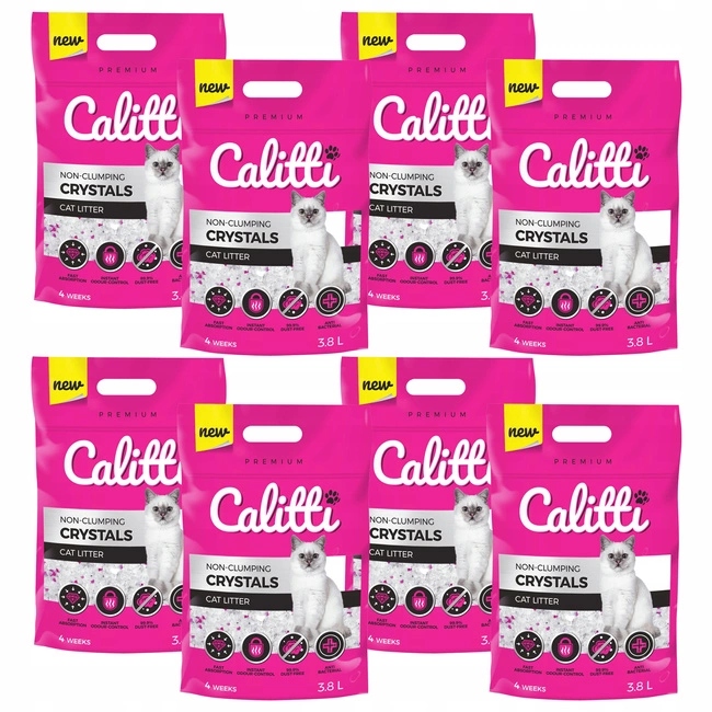 Levně 8x Calitti Crystals Stelivo Pro Kočky Silikonové Antibakteriální Bezprašné
