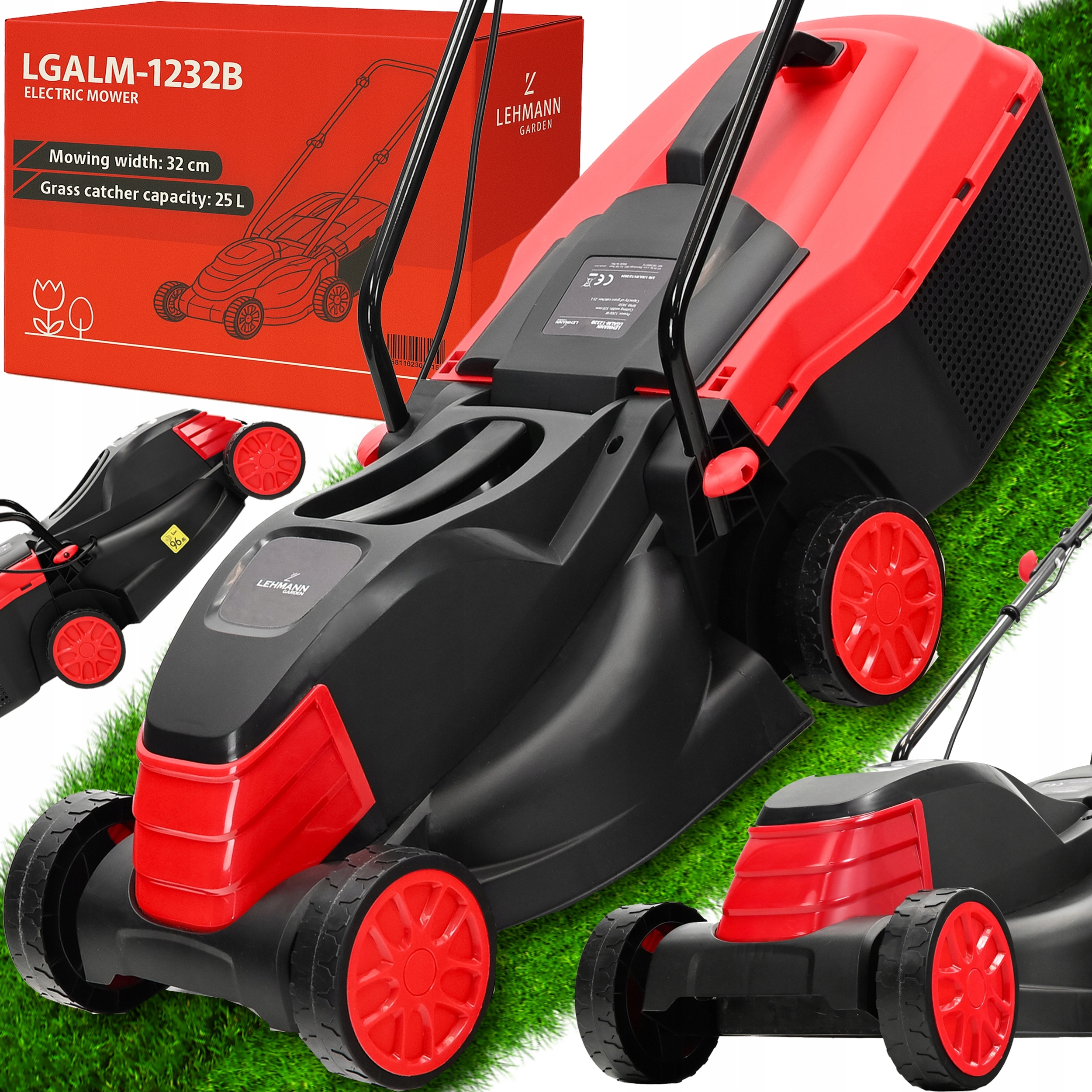 Elektrická Sekačka Na Trávy Tichá Výkonná S Nastavením Velký Koš 2000W