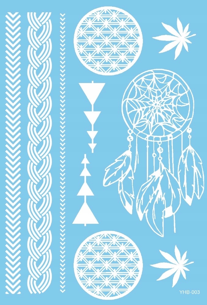 

Tatuaż zmywalny biały koronka łapacz snów paski