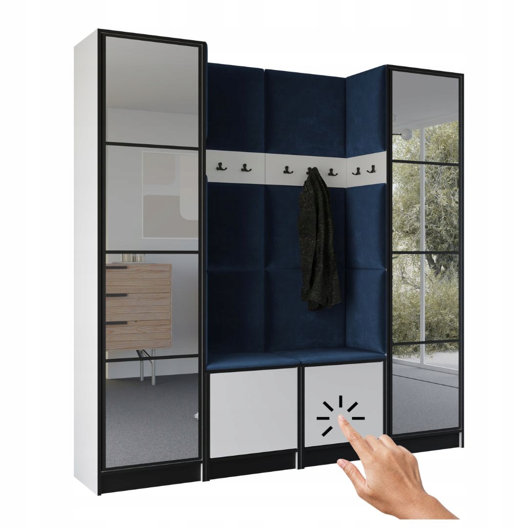 Šatní skříň Costa 18 bílá látka modrá Vzor 1