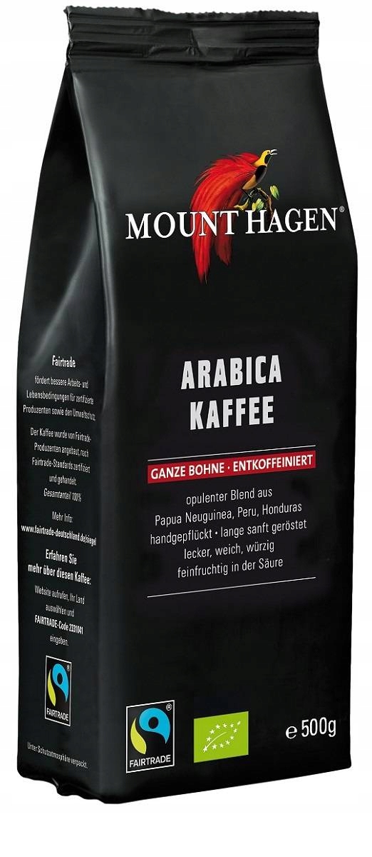 Levně Káva Zrnková Bezkofeinová Arabica 100 % Fair Trade Bio 500 g Mount Hage