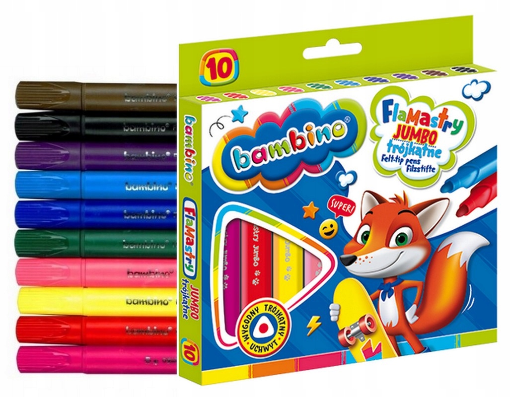 

Bambino Flamastry Trójkątne Grube mazaki 10 Kol