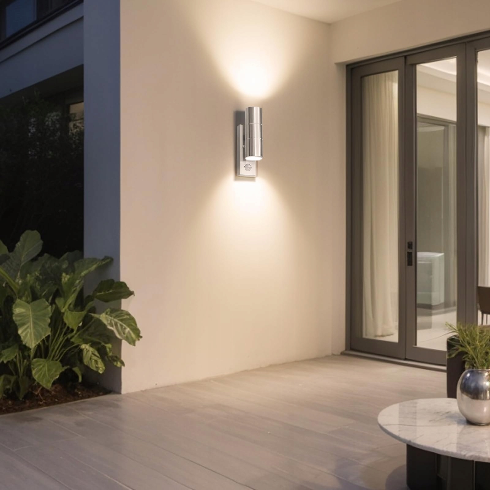 JNR Lampa Zewnętrzna LED Stal Nierdzewna Czujnik Ruchu IP54 2x5W GU10 3000K — miniatura 8