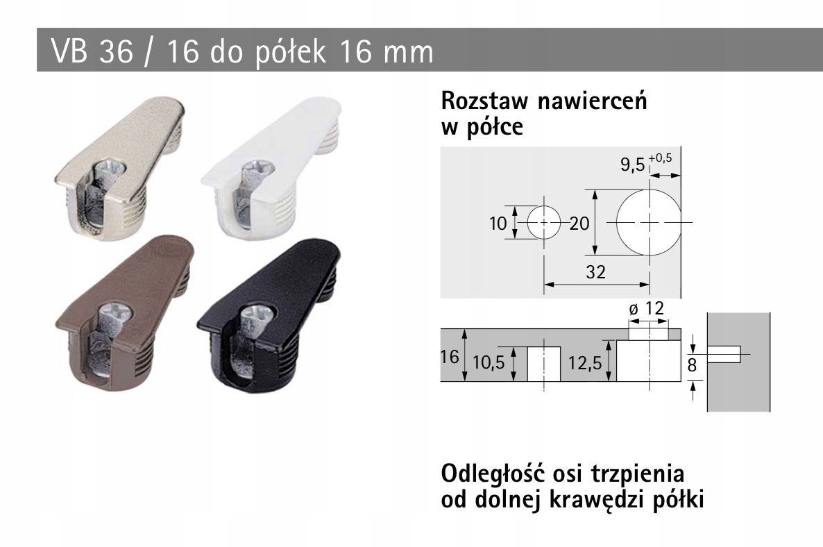VB 36/16 NIKLOW. złącze mimośród 16MM HETTICH 2szt Marka Hettich