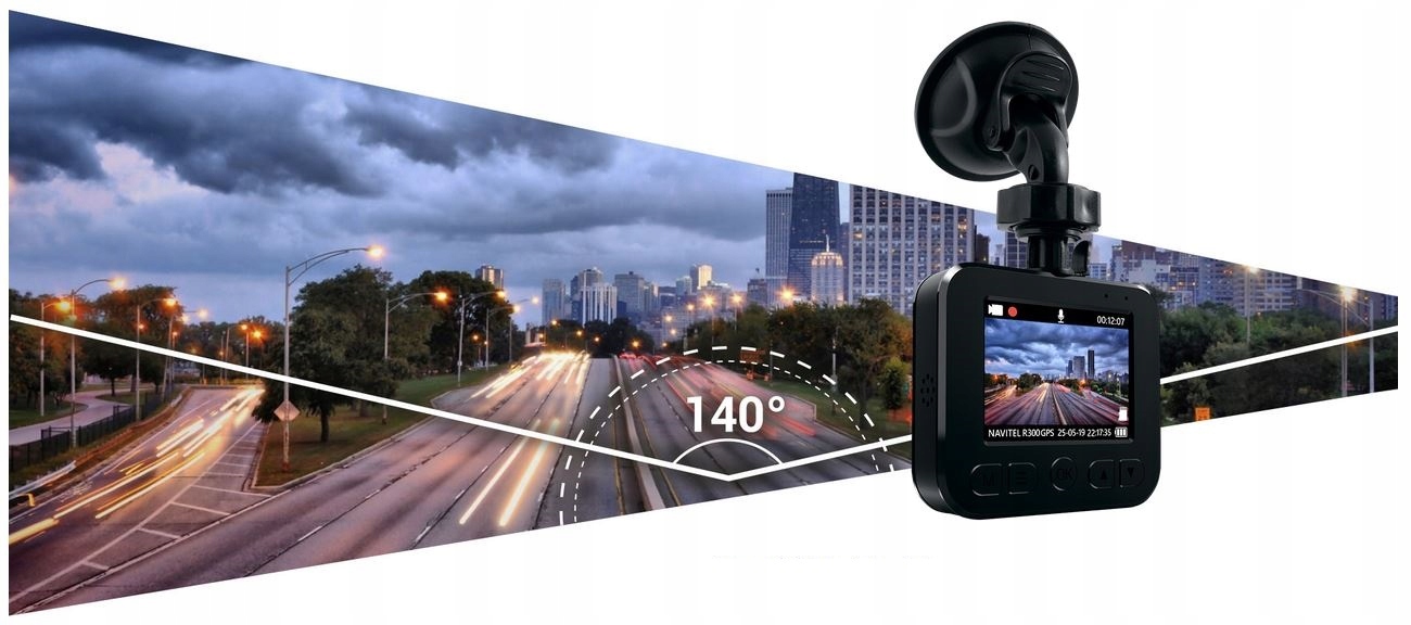 Kamera samochodowa Navitel R300 GPS 16GB MAPY Kąt widzenia 140°