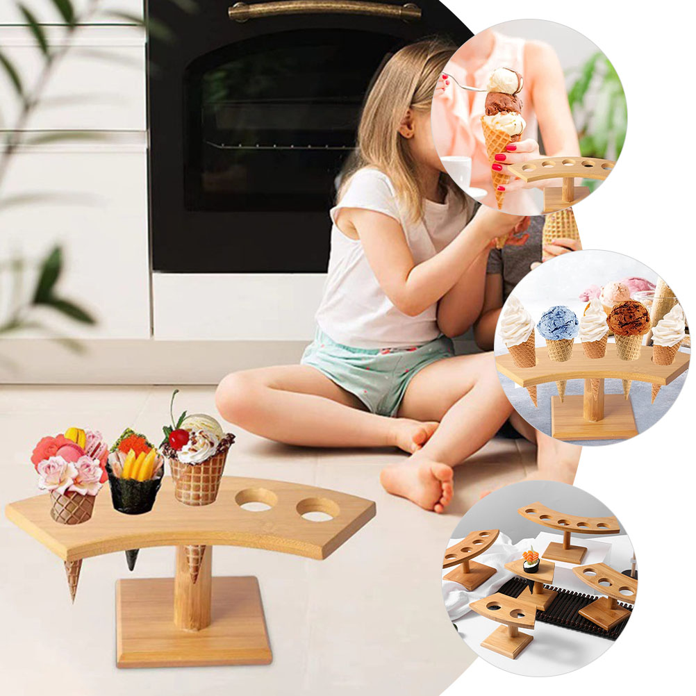 STOJAK NA ŻYWNOŚĆ DREWNIANY UCHWYT NA LODY Marka bez marki