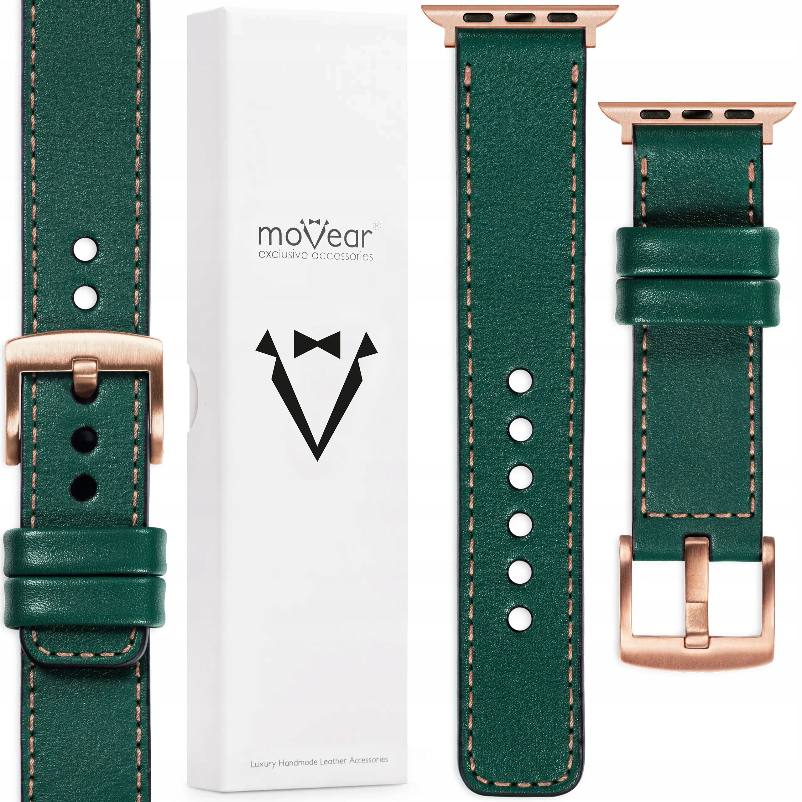 Kožený řemínek pro Apple Watch 49/46-44 mm Stylový Premium Movear