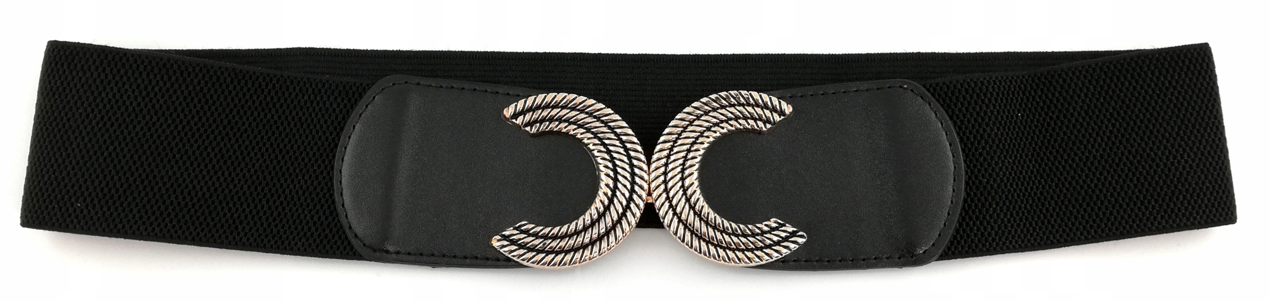 

Pasek Gumowy Ozdobny Szeroki Stylowy Blaszka Złota