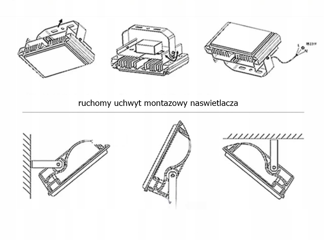 Naświetlacz Led halogen zewnętrzny 100W z czujnikiem Marka bez marki