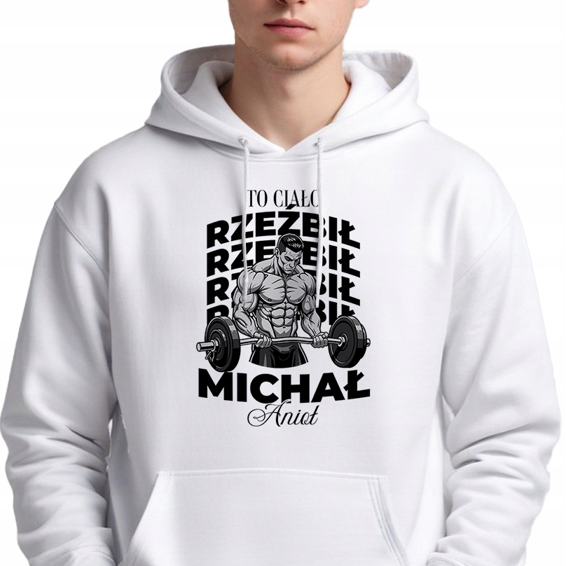 Mikina S Kapucí Bílá Dárek pro trenéra Toto tělo vyřezal Michelangelo S