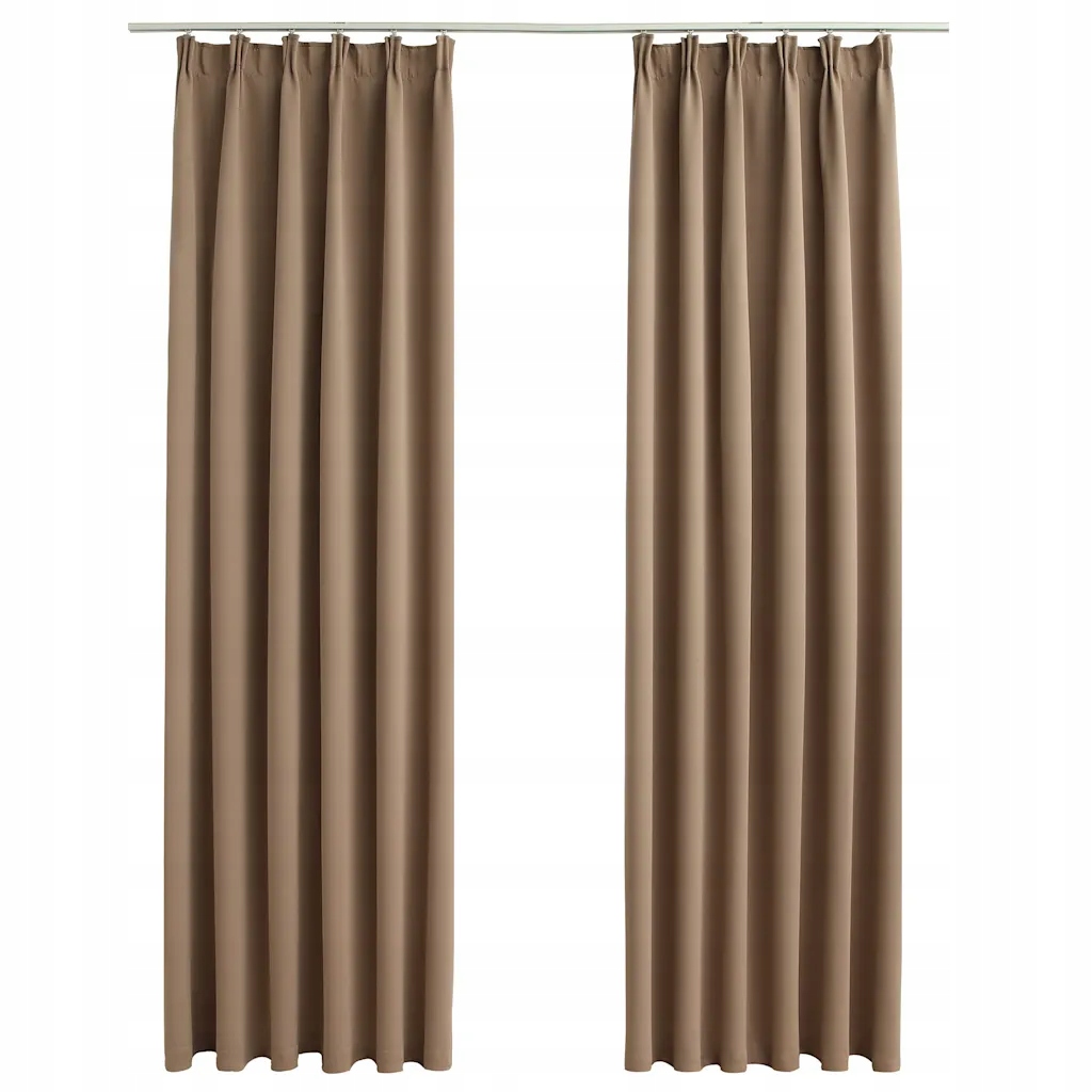 Záclony blokující světlo taupe 140 x 245 cm s kovovými háčky