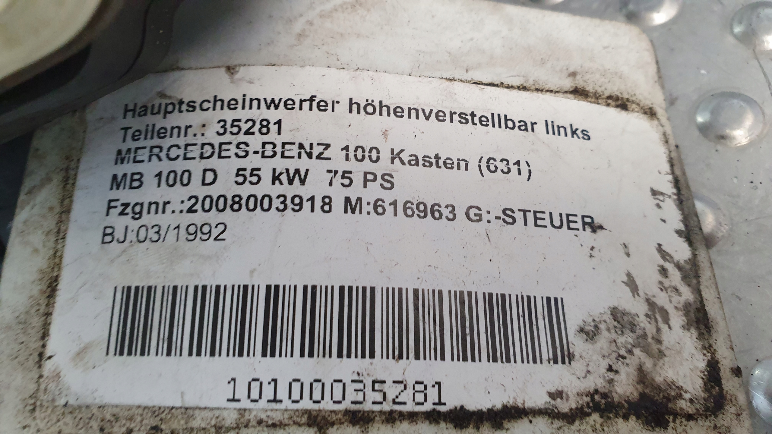 light front left MERCEDES MB100 81