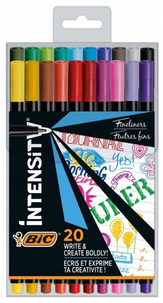 CIENKOPISY BIC INTENSITY FINE FUN ZESTAW 20 KOLORÓW ETUI PRECYZYJNE WODNE Kod producenta 953035