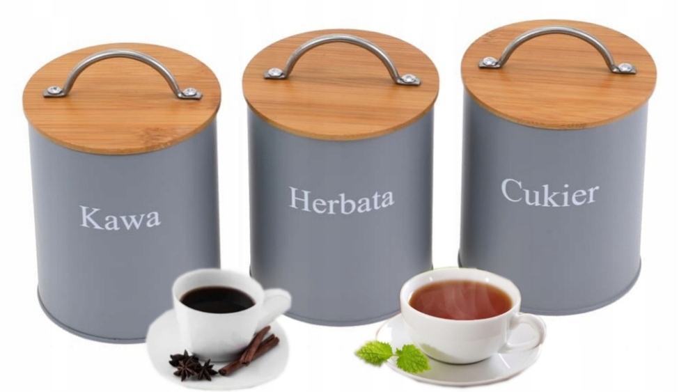 

Komplet Pojemników 3szt Kawa Herbata Cukier PJ55