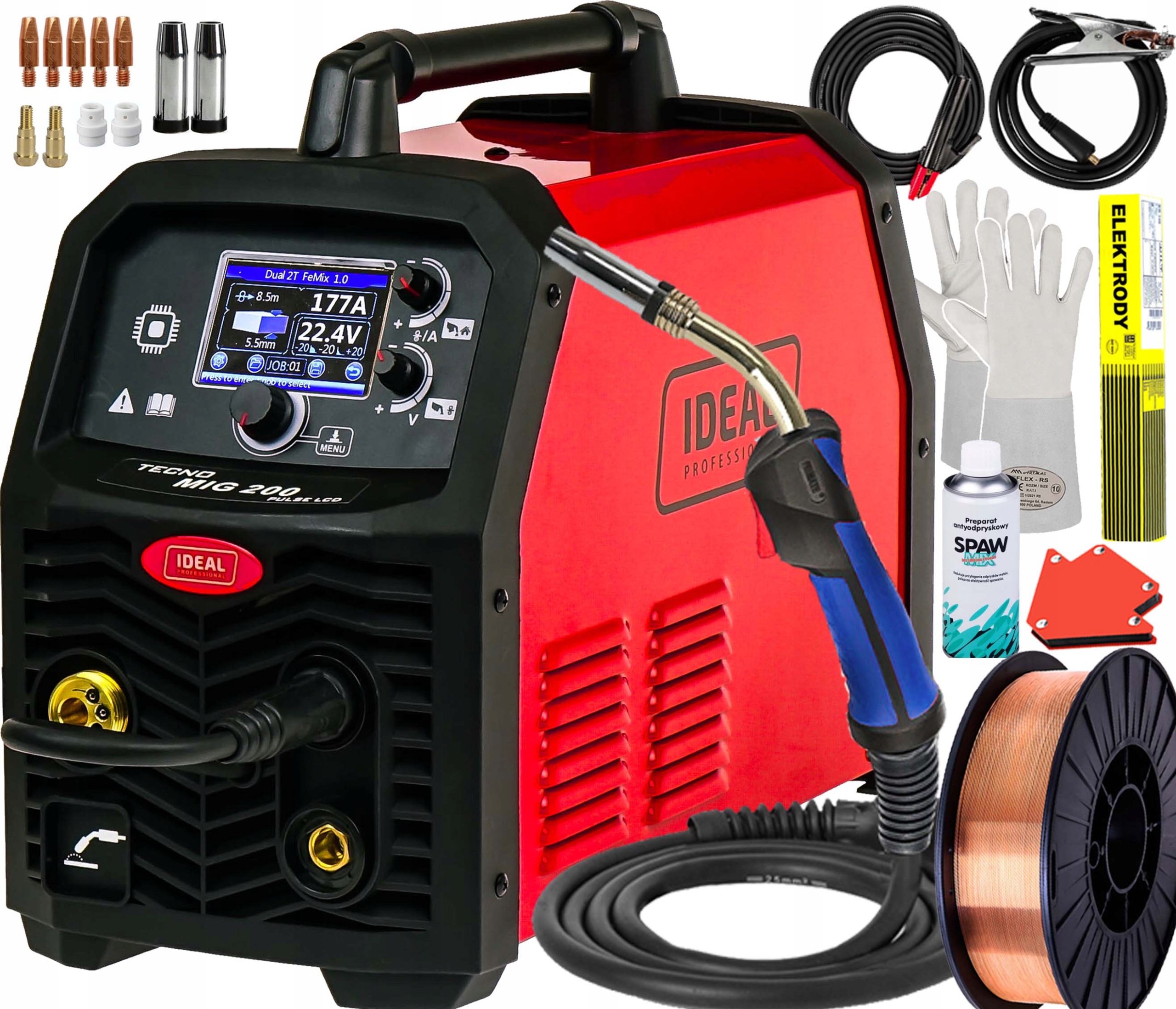 Tecno Mig 200 Ideal Puls LCD Invertorová Svářečka