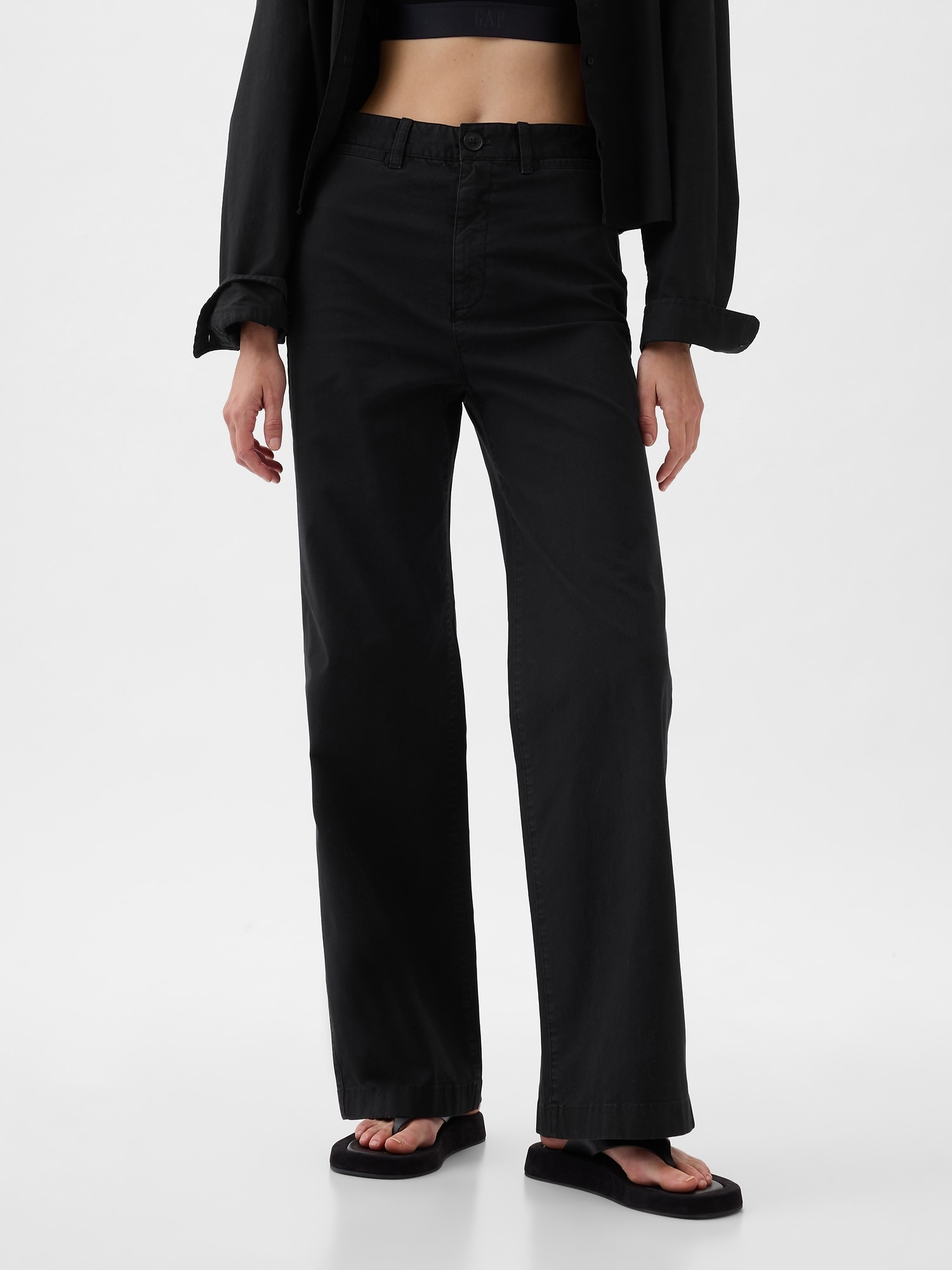 Gap Kalhoty high stride wide leg černá