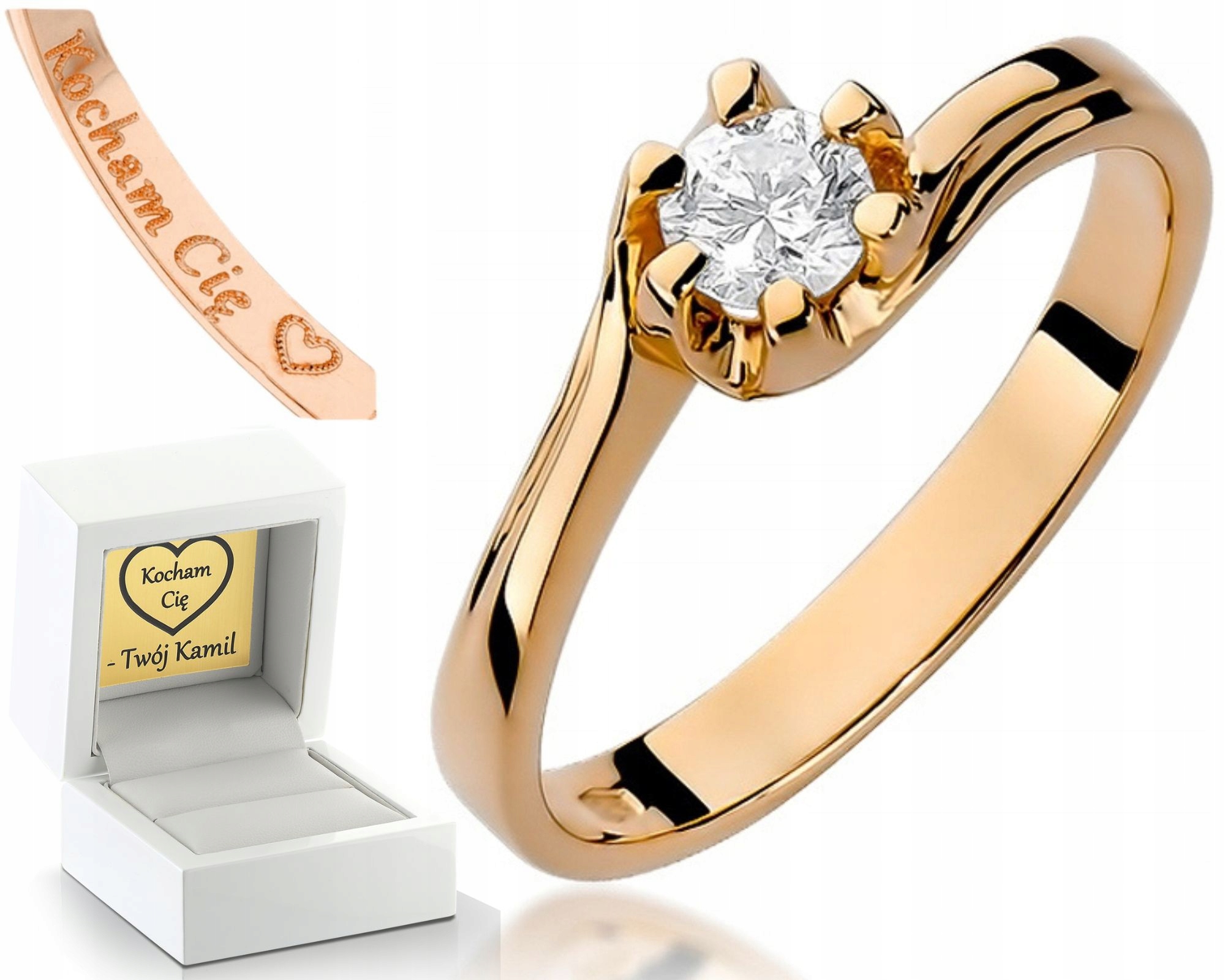 Růžové Zlato Prstýnek S Briliantem 0,30CT 585