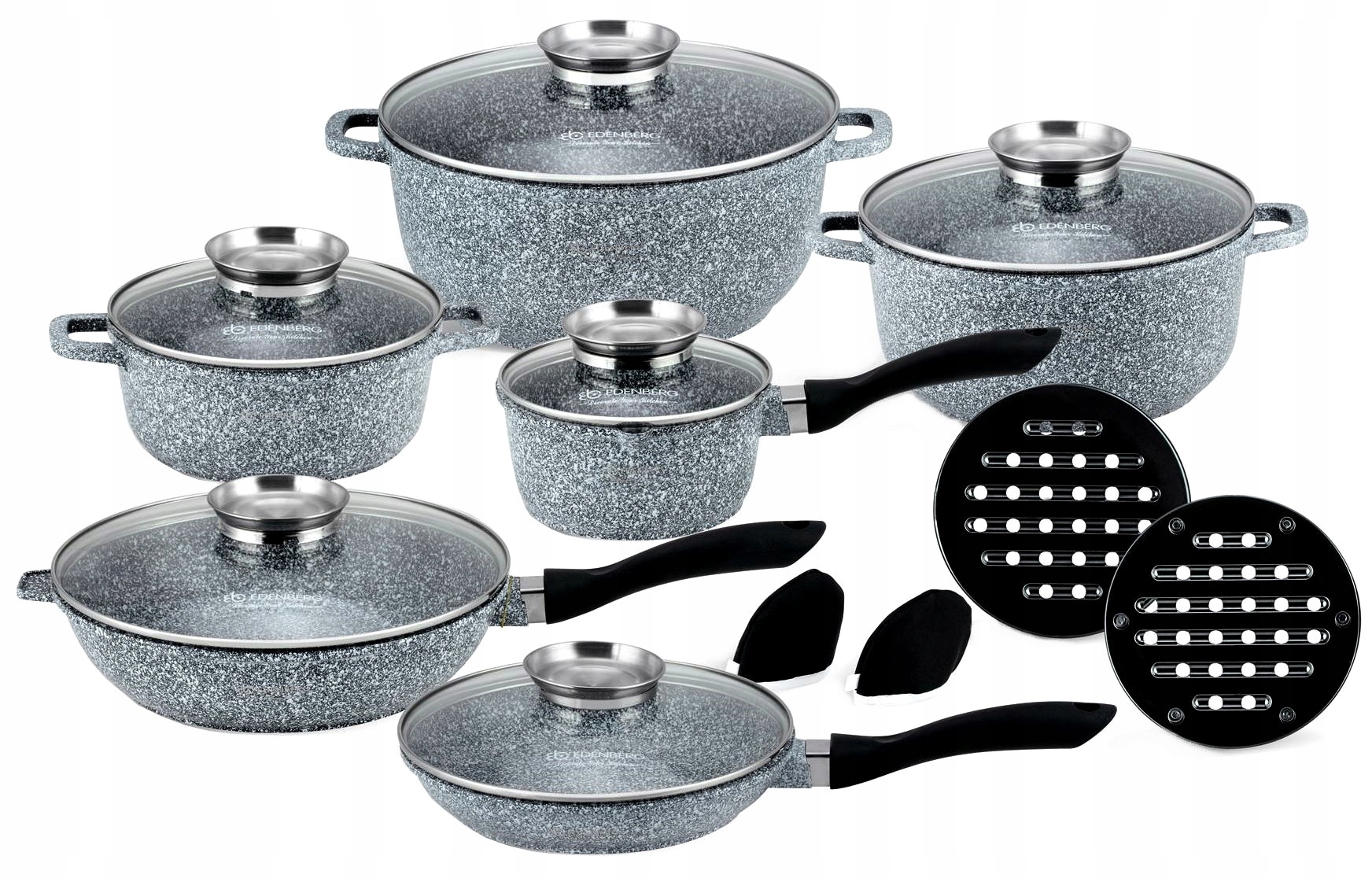 Zestaw GARNKÓW Garnki 16el MARMURKOWE Patelnia