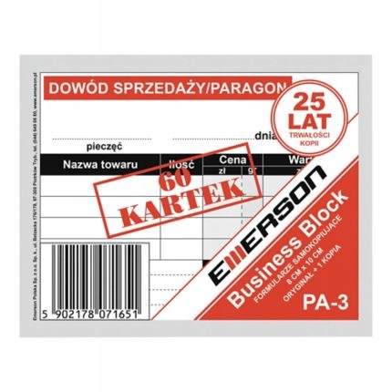 

Dowód sprzedaży paragon A7 PA-3 Emerson