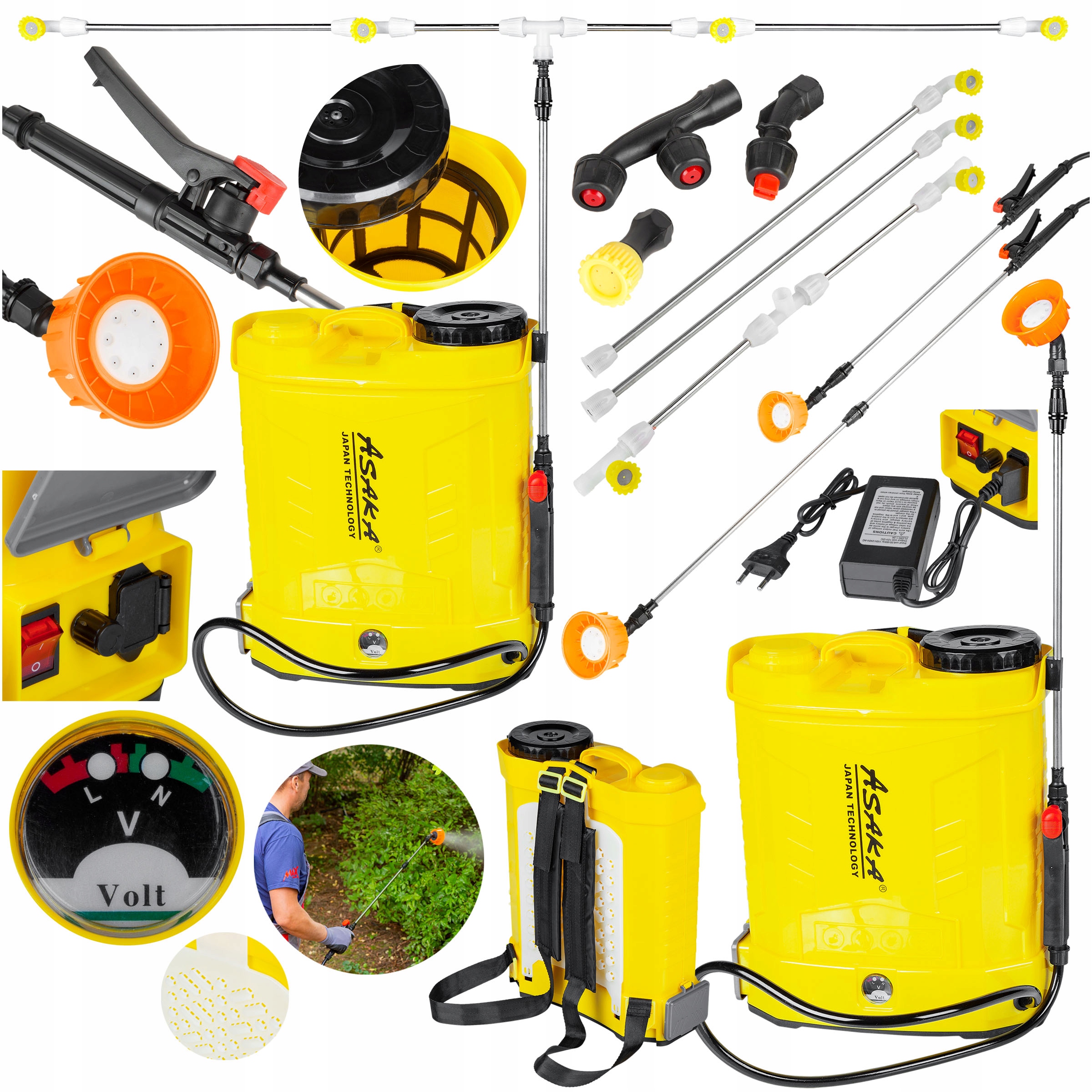 Opryskiwacz Akumulatorowy Li-ion plecakowy 12L ciśnieniowy Lance dysze