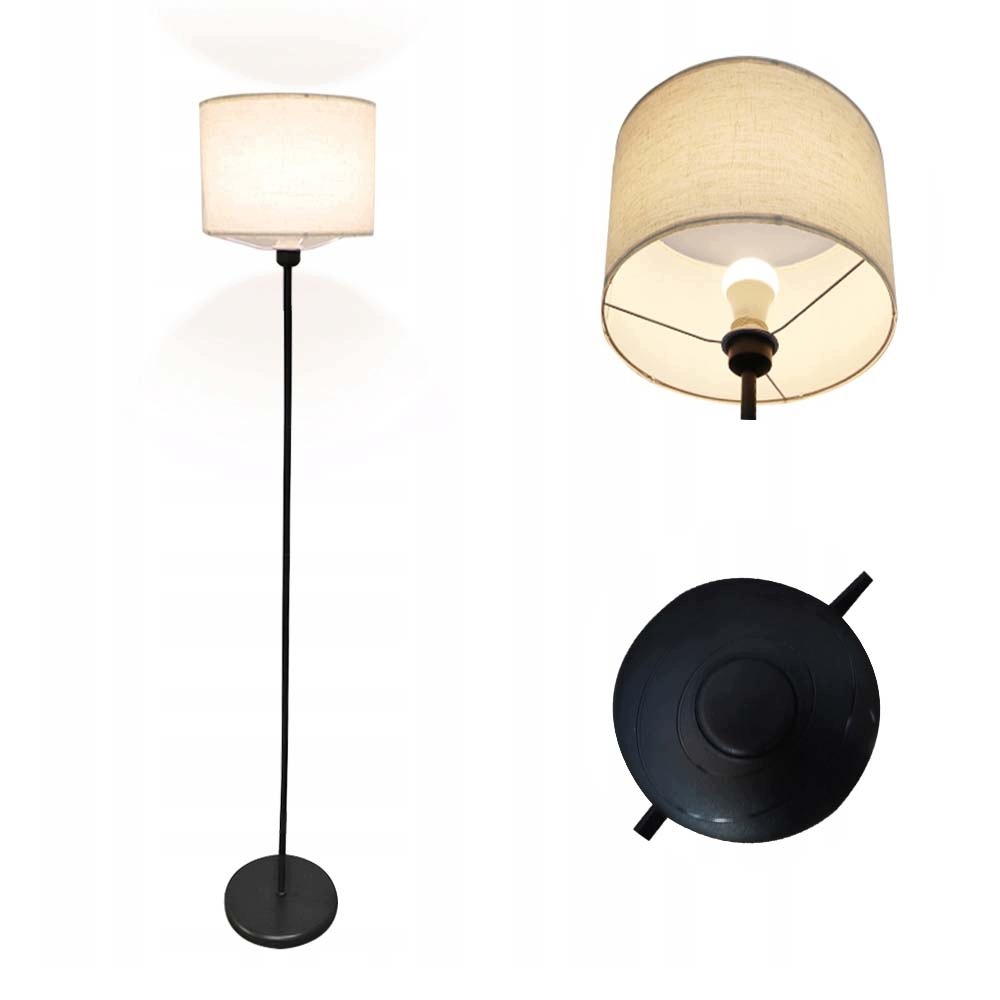 Lněná podlahová lampa E27 se 3 barvami světla do obývacího pokoje a ložnice