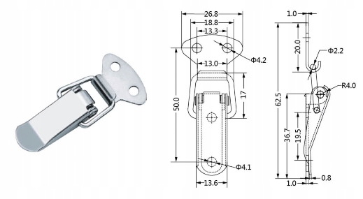 

Zamknięcie skrzyniowe do skrzyń 117 nikiel 63x26mm