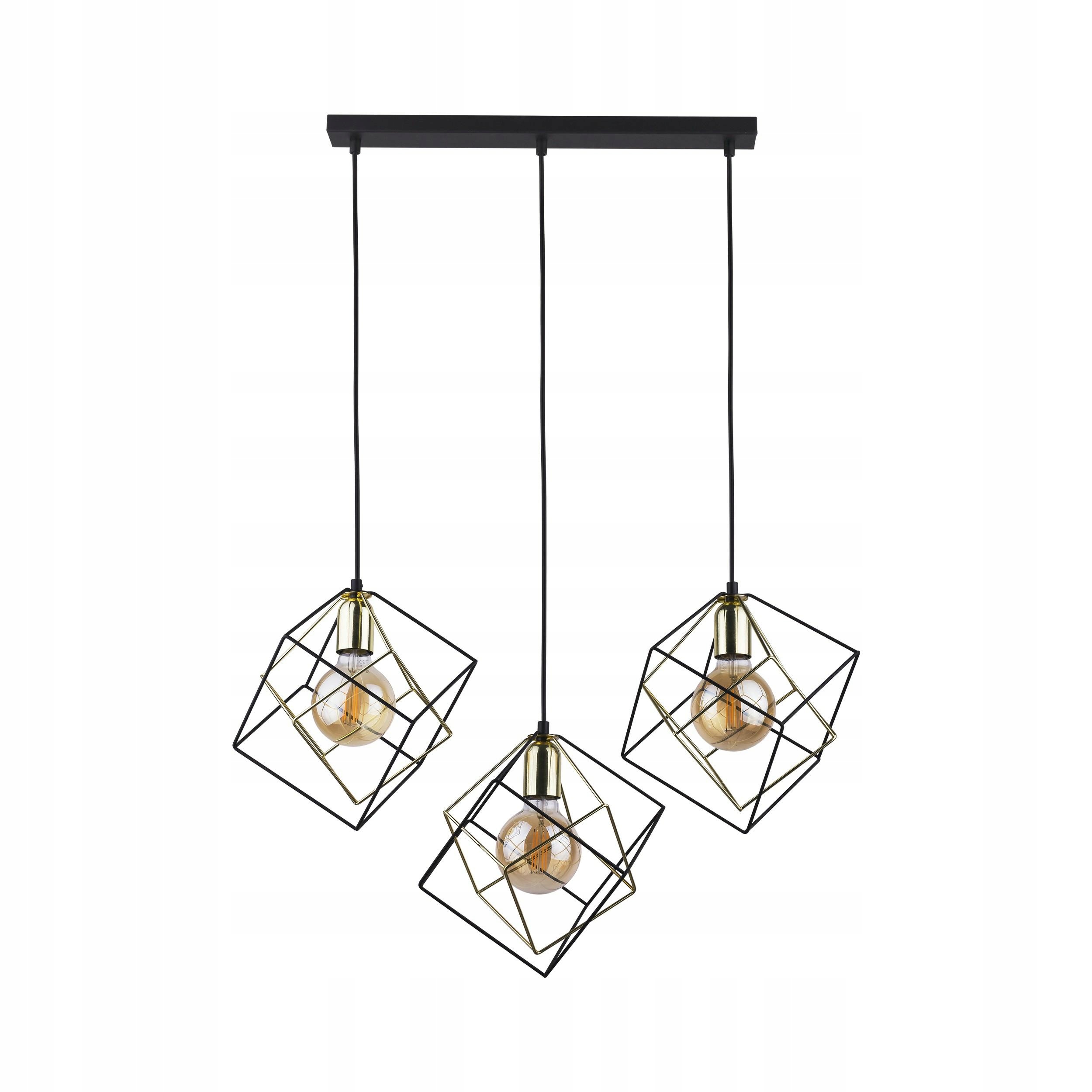Závesná lampa Alambre Čierna Zlatá 3xE27 Luxusné dekoratívne osvetlenie