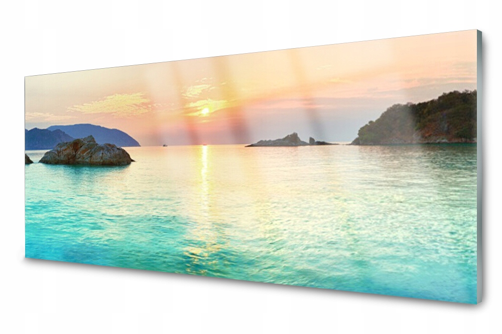 

Panel szklany do kuchni Słońce Skały Morze 125x50